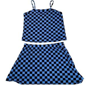 Forever 21 girl checkered skirt set 13/14